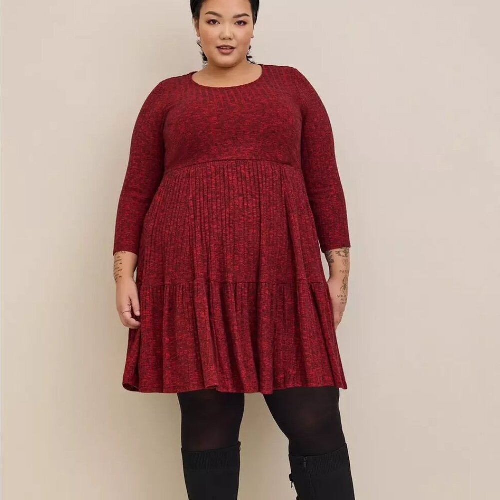 Torrid Mini Brushed Rib Tiered Skater Dress